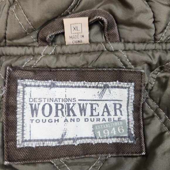Vtg Workwear Canvas Hooded Jacket Mens Extra Large Duck Quilted Heavy Contractor - Picture 8 of 13